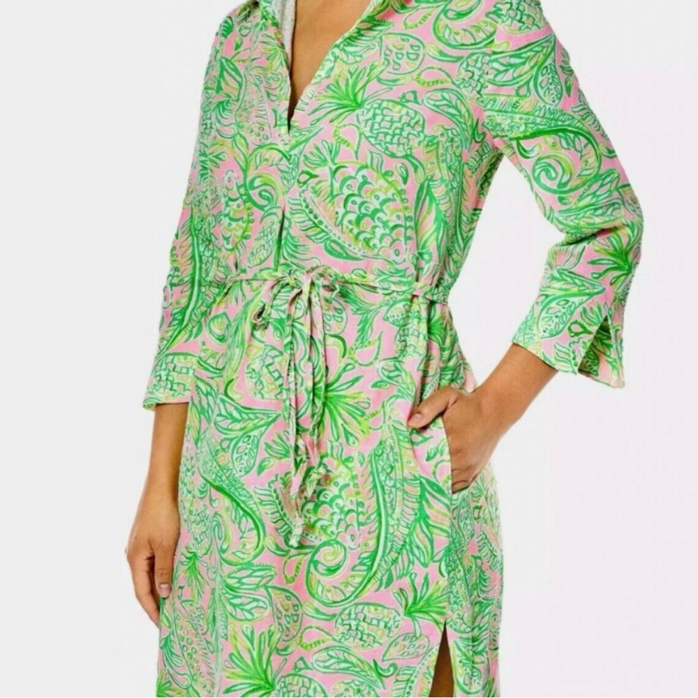 NWT Lilly Pulitzer Pilar Tunic Linen Dress Mandevilla Baby with Belt Size XXS
